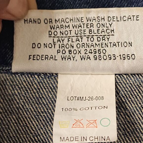 Christine Alexander Denim Jacket Women L Blue Vintage Western Rhinestone Bling - Picture 6 of 16